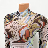 Sexy Print Long Sleeve Bodysuits And Pants Two Piece Sets GOSD-OS6347