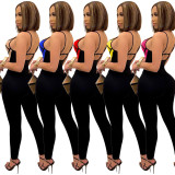 Fashion Sexy Color Block Sling Tight Jumpsuit GOSD-OS6346