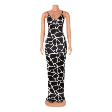 Fashion Sexy Print Sling Split Long Dress GOSD-OS6245