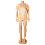 Casual Sports Tie Dye Short Sleeve Shorts Two Piece Set GOSD-OS6074