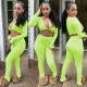 Solid Color Long Sleeve Short Top Pants Sets GOSD-OS6015