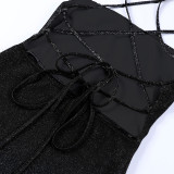 Sexy Backless Cross Strap Mini Night Club Dress FL-22286