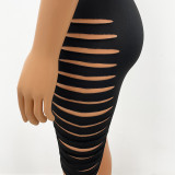 Sexy Solid Color Halter Hole Dress GOSD-OS6579