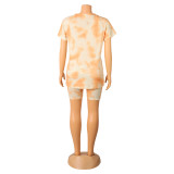 Casual Sports Tie Dye Short Sleeve Shorts Two Piece Set GOSD-OS6074