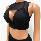 Fashion Sexy Mesh Splice See Through Two Piece Pants Set GOSD-OS6574
