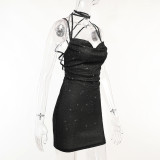 Sexy Backless Cross Strap Mini Night Club Dress FL-22286