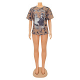 Casual Short Sleeve Tie Dye Print T-Shirt GOSD-XM1186