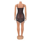 Sexy Mesh Hot Diamond Sling Dress GOSD-OS6778