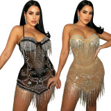 Sexy Mesh Hot Diamond Sling Dress GOSD-OS6778
