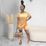 Casual Sports Tie Dye Short Sleeve Shorts Two Piece Set GOSD-OS6074