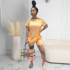 Casual Sports Tie Dye Short Sleeve Shorts Two Piece Set GOSD-OS6074