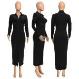 Solid Color Ruched Maxi Dress GLF-10112