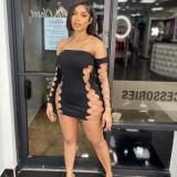 Sexy Hollow Tie Off Shoulder Mini Dress GOSD-OS6673