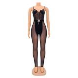 Fashion Sexy Skinny Velvet Splice Jumpsuit GOSD-XM1288
