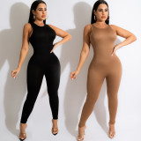 Solid Casual Sports Sleeveless Jumpsuit GOSD-XM1185