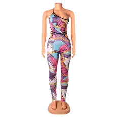 Sexy Nightclub Print Backless Irregular Jumpsuit GOSD-OS6002