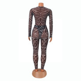 Sexy Mesh Print Bodysuit And Pants Two Piece Set GOSD-OS6261
