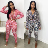 Print Long Sleeve Shirts And Pants Two Piece Sets GOSD-OS6252
