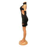 Fashion Sexy Slim Hollow Solid Color Mini Dress GOSD-OS6626