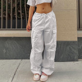 Solid Drawstring Casual Loose Pants FL-22013