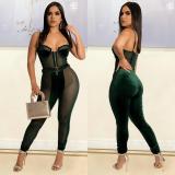 Fashion Sexy Skinny Velvet Splice Jumpsuit GOSD-XM1288