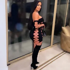 Sexy Hollow Tie Off Shoulder Mini Dress GOSD-OS6673