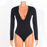 Sexy V-Neck Long Sleeve Bodysuits Mesh Pants 2 Piece Set GOSD-OS6352