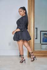 Sexy V Neck High Waist Mini Dress OSM-3342