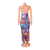 Sexy Print Sling Backless Dress GOSD-OS6166