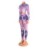 Fashion Print Long Sleeve Two Piece Pants Set GOSD-OS6107