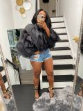 Plus Size Sexy Petal Long Sleeve Crop Top MUE-7502
