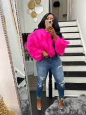 Plus Size Sexy Petal Long Sleeve Crop Top MUE-7502