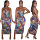 Sexy Print Sling Backless Dress GOSD-OS6166
