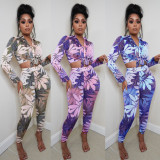 Fashion Print Long Sleeve Two Piece Pants Set GOSD-OS6107