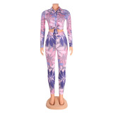 Fashion Print Long Sleeve Two Piece Pants Set GOSD-OS6107