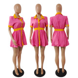 Casual Short Sleeve High Waist Mini Dress GDYF-6917