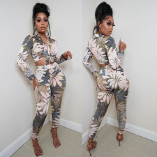Fashion Print Long Sleeve Two Piece Pants Set GOSD-OS6107