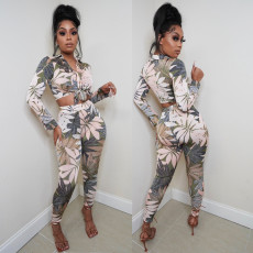 Fashion Print Long Sleeve Two Piece Pants Set GOSD-OS6107