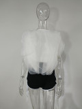 Sexy Petal Cascade Crop Top MUE-3381
