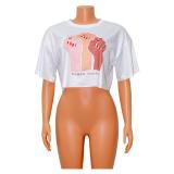 Fashion Casual Print Cropped T-Shirt GOSD-XM1210