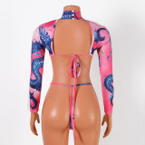 Fashion Sexy Print Long Sleeve Mini Skirt Set GOSD-OS6519