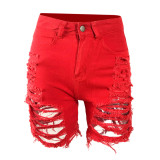 Plus Size Denim Ripped Hole Jeans Shorts MUE-2841