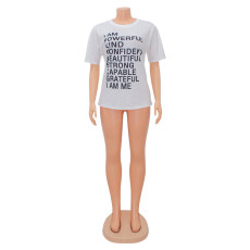 Casual Letter Print Short Sleeve T-Shirt GOSD-XM1192