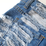 Plus Size Denim Ripped Hole Jeans Shorts MUE-2841