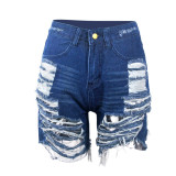 Plus Size Denim Ripped Hole Jeans Shorts MUE-2841