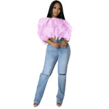 Sexy Petal Cascade Crop Top MUE-3381