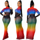 Fashion Sexy Color Print Hot Diamond Long Dress GOSD-OS6761