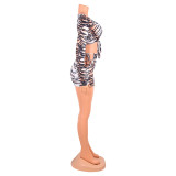 Sexy Nightclub Tiger Print Short Skirt Suit GOSD-OS6082