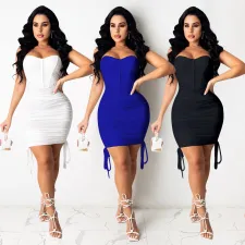 Fashion Sexy Smocked Wrap Dress GOSD-OS6206