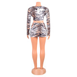 Sexy Nightclub Tiger Print Short Skirt Suit GOSD-OS6082